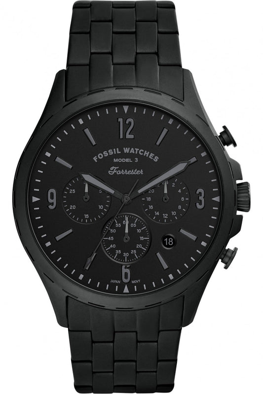 Fossil Forrester Chronograph Black Dial Black Steel Strap Watch for Men - FS5697 Authentic Buy Shop Now