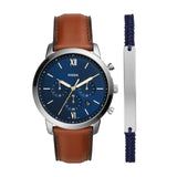 Fossil Neutra Chronograph Blue Dial Brown Leather Strap Watch for Men - FS5453 Authentic Buy Shop Now
