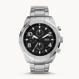 Fossil Bronson Chronograph Black Dial Silver Steel Strap Watch for Men - FS5710 Authentic Buy Shop Now