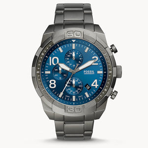 Fossil Bronson Chronograph Blue Dial Grey Steel Strap Watch for Men - FS5711 Authentic Buy Shop Now