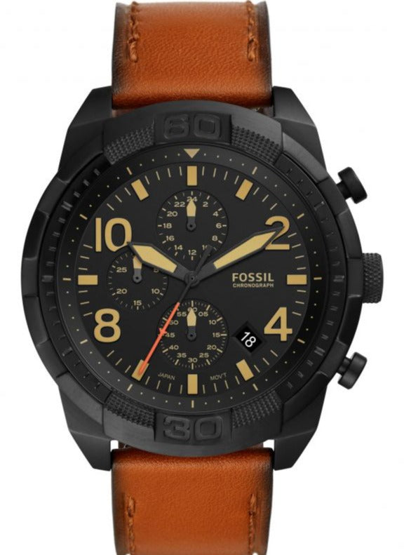 Fossil Bronson Black Dial Brown Leather Strap Watch for Men - FS5714 Authentic Buy Shop Now