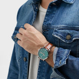 Fossil Neutra Chronograph Green Dial Brown Leather Strap Watch for Men - FS5735 Authentic Buy Shop Now