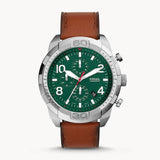 Fossil Bronson Chronograph Green Dial Brown Leather Strap Watch for Men - FS5738 Authentic Buy Shop Now