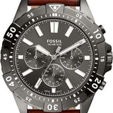 Fossil Garrett Chronograph Grey Dial Brown Leather Strap Watch for Men - FS5770 Authentic Buy Shop Now