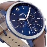 Fossil Neutra Chronograph Blue Dial Brown Leather Strap Watch for Men - FS5791 Authentic Buy Shop Now