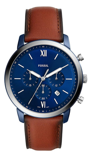 Fossil Neutra Chronograph Blue Dial Brown Leather Strap Watch for Men - FS5791 Authentic Buy Shop Now
