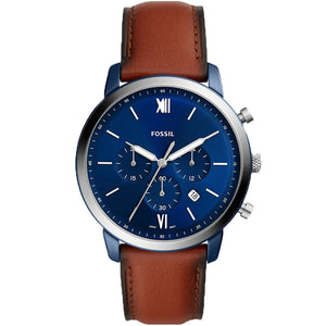 Fossil Neutra Chronograph Blue Dial Brown Leather Strap Watch for Men - FS5791 Authentic Buy Shop Now