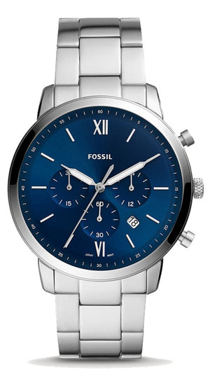 Fossil Neutra Chronograph Blue Dial Silver Steel Strap Watch for Men - FS5792 Authentic Buy Shop Now