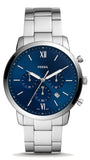 Fossil Neutra Chronograph Blue Dial Silver Steel Strap Watch for Men - FS5792 Authentic Buy Shop Now