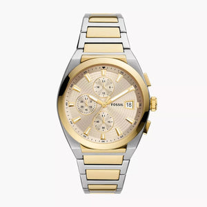 Fossil Everett Chronograph Gold Dial Two Tone Steel Strap Watch for Men - FS5796 Authentic Buy Shop Now