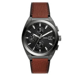 Fossil Everett Chronograph Grey Dial Brown Leather Strap Watch for Men - FS5799 Authentic Buy Shop Now