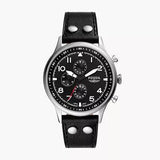 Fossil Retro Pilot Chronograph Black Dial Black Leather Strap Watch for Men - FS5806 Authentic Buy Shop Now