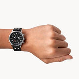 Fossil Retro Pilot Chronograph Black Dial Black Leather Strap Watch for Men - FS5806 Authentic Buy Shop Now