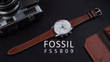 Fossil Retro Pilot Chronograph Silver Dial Brown Leather Strap Watch for Men - FS5809 Authentic Buy Shop Now