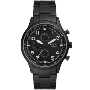 Fossil Pilot Chronograph Black Dial Black Steel Strap Watch for Men - FS5811 Authentic Buy Shop Now