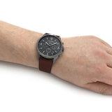 Fossil Forrester Chronograph Grey Dial Brown Leather Strap Watch for Men - FS5815 Authentic Buy Shop Now