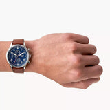 Fossil Retro Pilot Chronograph Blue Dial Brown Leather Strap Watch for Men - FS5832 Authentic Buy Shop Now