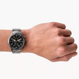 Fossil Retro Pilot Chronograph Black Dial Grey Steel Strap Watch for Men - FS5834 Authentic Buy Shop Now