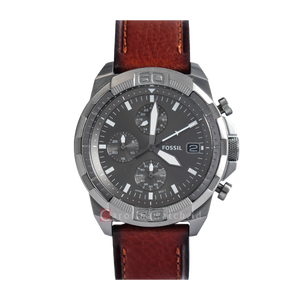 Fossil Bronson Chronograph Grey Dial Brown Leather Strap Watch for Men - FS5855 Authentic Buy Shop Now