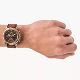 Fossil Bronson Chronograph Brown Dial Brown Leather Strap Watch for Men - FS5857 Authentic Buy Shop Now