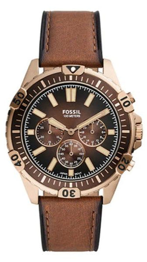Fossil Garrett Chronograph Brown Dial Brown Leather Strap Watch for Men - FS5867 Authentic Buy Shop Now