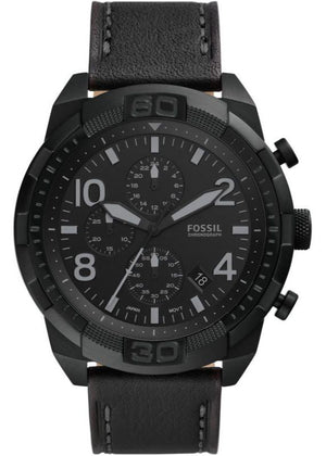 Fossil Bronson Chronograph Black Dial Black Leather Strap Watch for Men - FS5874 Authentic Buy Shop Now