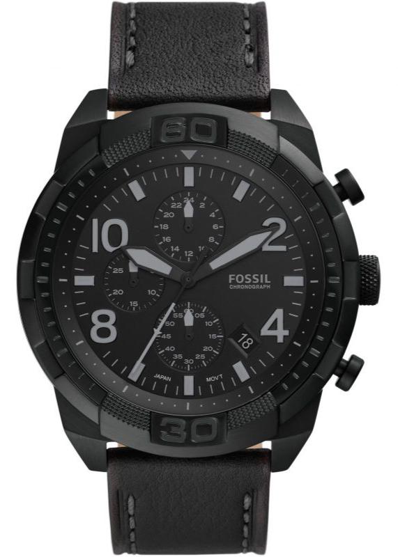 Fossil Bronson Chronograph Black Dial Black Leather Strap Watch for Men - FS5874 Authentic Buy Shop Now