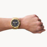 Fossil Bronson Chronograph Black Dial Gold Steel Strap Watch for Men - FS5877 Authentic Buy Shop Now