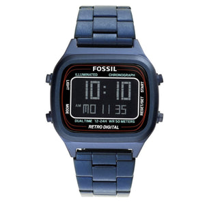 Fossil Retro Analog-Digital Black Dial Blue Steel Strap Watch for Men - FS5896 Authentic Buy Shop Now