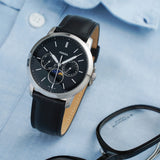 Fossil Neutra Minimalist Moonphase Black Dial Black Leather Strap Watch for Men - FS5904 Authentic Buy Shop Now