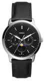 Fossil Neutra Minimalist Moonphase Black Dial Black Leather Strap Watch for Men - FS5904 Authentic Buy Shop Now