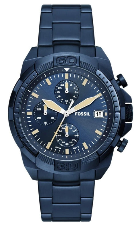 Fossil Bronson Chronograph Blue Dial Blue Steel Strap Watch for Men - FS5916 Authentic Buy Shop Now