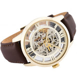 Fossil Townsman Automatic Skeleton Gold Dial Brown Leather Strap Watch for Men - ME3043 Authentic Buy Shop Now