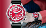 Citizen Eco Drive Promaster Marine Red Dial Black Rubber Strap Watch For Men - BN0159-15X Authentic Buy Shop Now