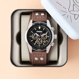 Fossil Coachman Chronograph Black Dial Brown Leather Strap Watch for Men - CH2891 Authentic Buy Shop Now