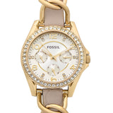 Fossil Riley White Dial Beige Leather Strap Watch for Women - ES3465 Authentic Buy Shop Now