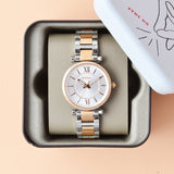 Fossil Carlie Silver Dial Two Tone Steel Strap Watch for Women - ES4342 Authentic Buy Shop Now