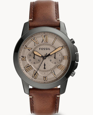 Fossil Grant Chronograph Brown Dial Brown Leather Strap Watch for Men - FS5214 Authentic Buy Shop Now