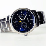 Fossil Neutra Minimalist Moonphase Blue Dial Silver Steel Strap Watch for Men - FS5907 Authentic Buy Shop Now