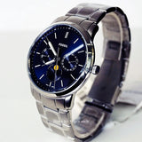 Fossil Neutra Minimalist Moonphase Blue Dial Silver Steel Strap Watch for Men - FS5907 Authentic Buy Shop Now