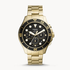 Fossil FB-03 Chronograph Black Dial Gold Steel Strap Watch for Men - FS5727 Authentic Buy Shop Now