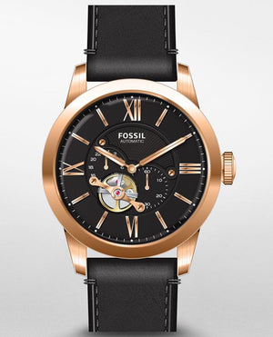 Fossil Townsman Automatic Black Dial Black Leather Strap Watch for Men - ME3170 Authentic Buy Shop Now