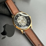Fossil Neutra Automatic Skeleton Black Dial Brown Leather Strap Watch for Men - ME3195 Authentic Buy Shop Now