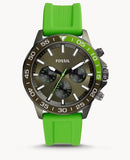 Fossil Bannon Chronograph Grey Dial Green Silicone Strap Watch for Men - BQ2501 Authentic Buy Shop Now