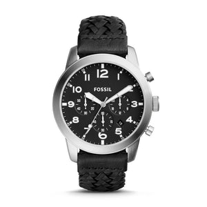 Fossil Pilot 54 Chronograph Black Dial Black Leather Strap Watch for Men - FS5181 Authentic Buy Shop Now