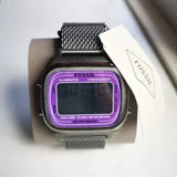 Fossil Retro Digital Purple Dial Grey Mesh Strap Watch for Men - FS5888 Authentic Buy Shop Now