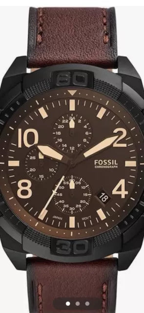 Fossil Bronson Chronograph Brown Dial Brown Leather Strap Watch for Men - FS5875 Authentic Buy Shop Now