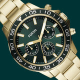 Fossil Bannon Multifunction Chronograph Green Dial Gold Steel Strap Watch for Men - BQ2493 Authentic Buy Shop Now