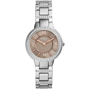 Fossil Virginia Taupe Dial Silver Steel Strap Watch for Women - ES4147 Authentic Buy Shop Now