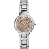 Fossil Virginia Taupe Dial Silver Steel Strap Watch for Women - ES4147 Authentic Buy Shop Now